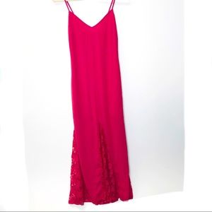 Lulu’s red lace slip maxi dress size small